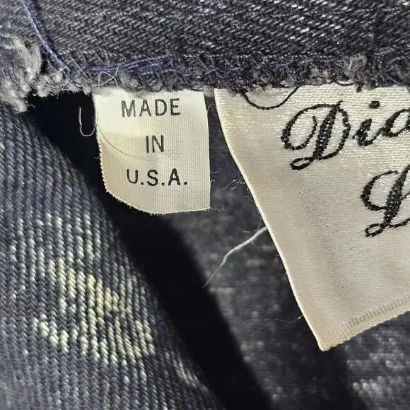 Diamonds Leather Acid Wash Embellished Denim Jean Jacket 1980s USA Size Medium - Picture 3 of 15